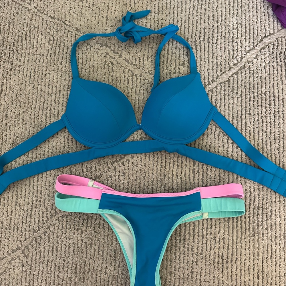 Victoria's Secret Teal and Pink Bikini Set